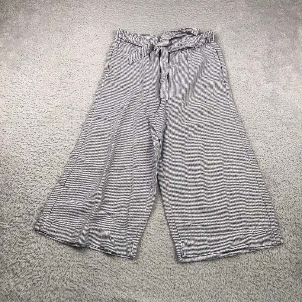 Marine‎ Layer Aly Wide Leg Crop Pants Womens XS (27x18) Striped Linen Blend